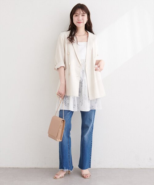 natural couture（ナチュラルクチュール）の「フラワーレースキャミチュニック（シャツ/ブラウス・レディース・ブラック/オフホワイト・FREE）」の7枚目の写真