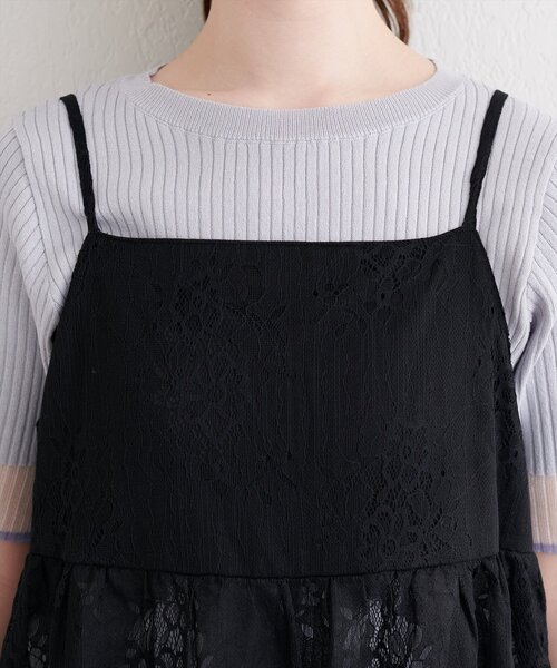 natural couture（ナチュラルクチュール）の「フラワーレースキャミチュニック（シャツ/ブラウス・レディース・ブラック/オフホワイト・FREE）」の19枚目の写真