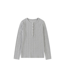 SITP5245 マルチリブヘンリーネックTシャツ_メランジェグレー
