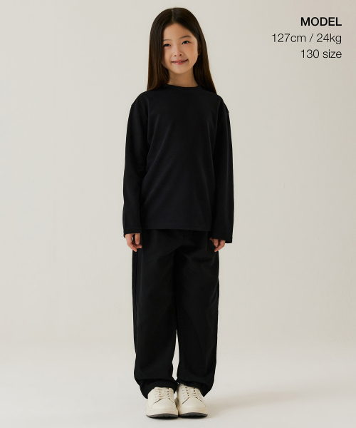 MUSINSA STANDARD KIDS（ムシンサスタンダードキッズ）の「[ヒートタンダード] クルーネック長袖Tシャツ [ブラック]（Tシャツ/カットソー・レディース・その他・110/140/160/150/130/120）」の2枚目の写真