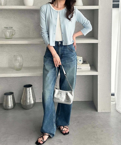 GeeRA（ジーラ）の「接触冷感リブショートカーディガン（カーディガン/ボレロ・レディース・ブラック/オフホワイト/ブルー・MEDIUM/LARGE/X-LARGE）」の20枚目の写真