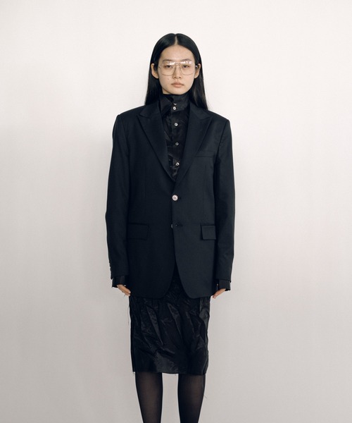 KEISUKEYOSHIDA(ケイスケヨシダ)の「Peaked Lapel Jacket (sleeveless lining)(テーラードジャケット・レディース・ブラック・M/S)」の1枚目の写真
