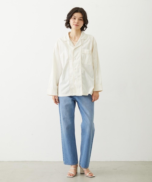 MILKFED.（ミルクフェド）の「STRIPED PAJAMA SHIRT（シャツ/ブラウス・レディース・オフホワイト/ライトピンク/ライトブルー・ONE SIZE）」の10枚目の写真