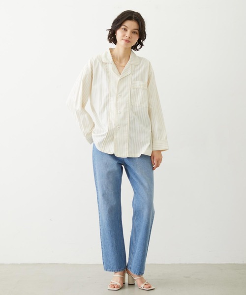 MILKFED.（ミルクフェド）の「STRIPED PAJAMA SHIRT（シャツ/ブラウス・レディース・オフホワイト/ライトピンク/ライトブルー・ONE SIZE）」の11枚目の写真