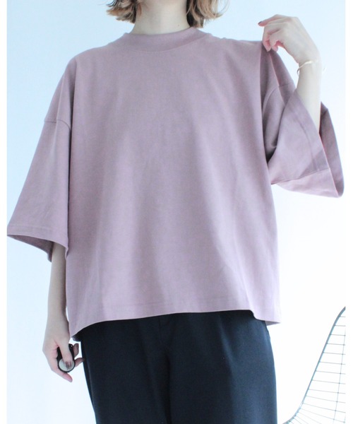 amini(アミニ)の「モックネックワイドカットソー(Tシャツ/カットソー・レディース・ブラック/アイボリー/ピンク/チャコールグレー・MEDIUM)」の4枚目の写真