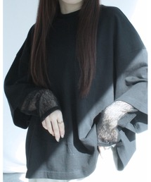 モックネックワイドカットソー