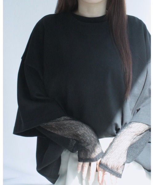 amini(アミニ)の「モックネックワイドカットソー(Tシャツ/カットソー・レディース・ブラック/アイボリー/ピンク/チャコールグレー・MEDIUM)」の8枚目の写真