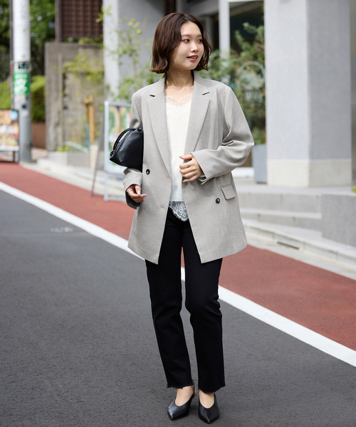 SLOBE IENA（スローブイエナ）の「《WEB限定/セットアップ対応可/追加3》ウォッシャブルツイルダブルジャケット（テーラードジャケット・レディース・グレー・38/36）」の3枚目の写真