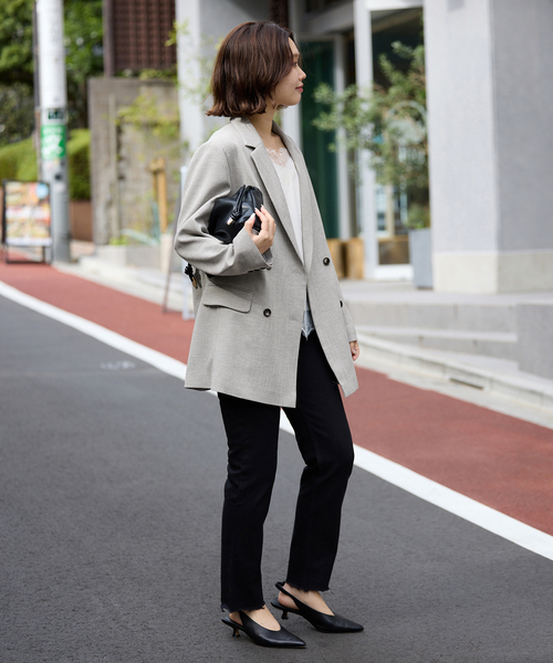 SLOBE IENA（スローブイエナ）の「《WEB限定/セットアップ対応可/追加3》ウォッシャブルツイルダブルジャケット（テーラードジャケット・レディース・グレー・38/36）」の5枚目の写真