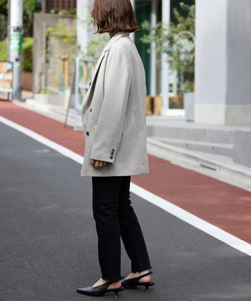 SLOBE IENA（スローブイエナ）の「《WEB限定/セットアップ対応可/追加3》ウォッシャブルツイルダブルジャケット（テーラードジャケット・レディース・グレー・38/36）」の6枚目の写真