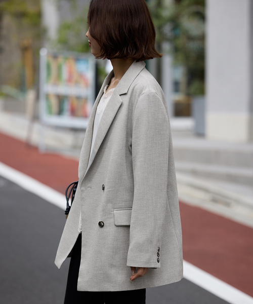 SLOBE IENA（スローブイエナ）の「《WEB限定/セットアップ対応可/追加3》ウォッシャブルツイルダブルジャケット（テーラードジャケット・レディース・グレー・38/36）」の10枚目の写真