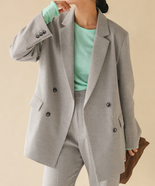 SLOBE IENA（スローブイエナ）の「《WEB限定/セットアップ対応可/追加3》ウォッシャブルツイルダブルジャケット（テーラードジャケット・レディース・グレー・38/36）」の17枚目の写真