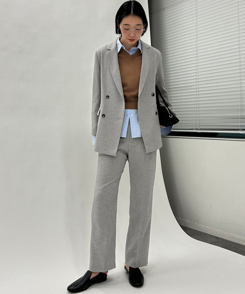 SLOBE IENA（スローブイエナ）の「《WEB限定/セットアップ対応可/追加3》ウォッシャブルツイルダブルジャケット（テーラードジャケット・レディース・グレー・38/36）」の19枚目の写真