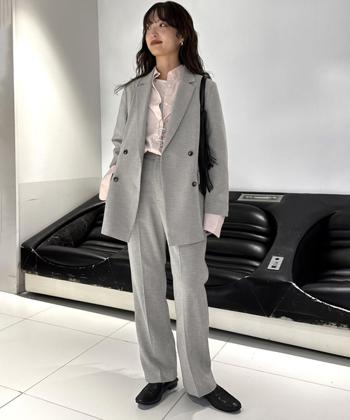 SLOBE IENA（スローブイエナ）の「《WEB限定/セットアップ対応可/追加3》ウォッシャブルツイルダブルジャケット（テーラードジャケット・レディース・グレー・38/36）」の21枚目の写真