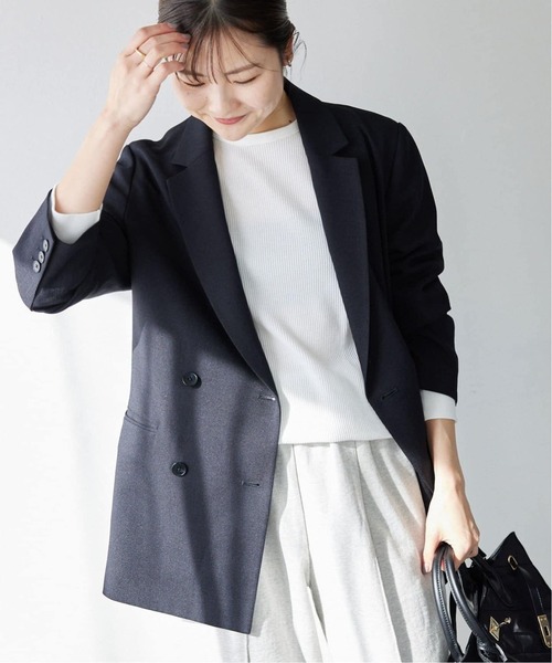 SLOBE IENA(スローブイエナ)の「《WEB限定/セットアップ対応可/追加3》ウォッシャブルツイルダブルジャケット(テーラードジャケット・レディース・グレー/ネイビー・38/36)」の15枚目の写真
