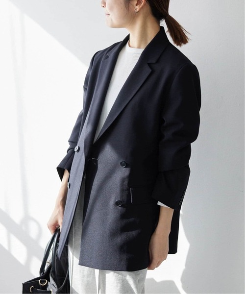 SLOBE IENA(スローブイエナ)の「《WEB限定/セットアップ対応可/追加3》ウォッシャブルツイルダブルジャケット(テーラードジャケット・レディース・グレー/ネイビー・38/36)」の14枚目の写真