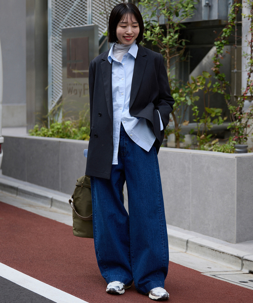 SLOBE IENA(スローブイエナ)の「《WEB限定/セットアップ対応可/追加3》ウォッシャブルツイルダブルジャケット(テーラードジャケット・レディース・グレー/ネイビー・38/36)」の8枚目の写真