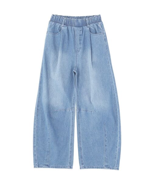 Green　Parks（グリーンパークス）の「ウエストタックコクーンデニムパンツ（デニムパンツ・レディース・インディゴブルー/ライトインディゴブルー/アイボリー・FREE）」の3枚目の写真