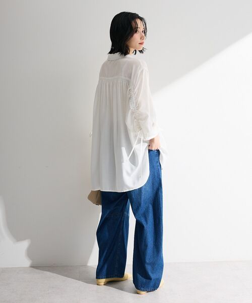 Green　Parks（グリーンパークス）の「ウエストタックコクーンデニムパンツ（デニムパンツ・レディース・インディゴブルー/ライトインディゴブルー/アイボリー・FREE）」の7枚目の写真