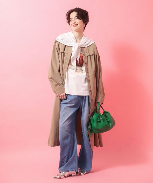 Green　Parks（グリーンパークス）の「ウエストタックコクーンデニムパンツ（デニムパンツ・レディース・インディゴブルー/ライトインディゴブルー/アイボリー・FREE）」の12枚目の写真