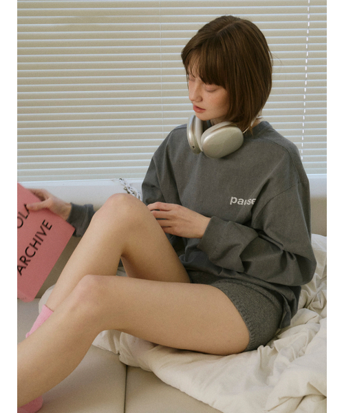TINKNIT(ティンニット)の「パースプリントスウェットシャツ_チャコール(Tシャツ/カットソー・レディース・その他・FREE)」の1枚目の写真
