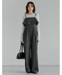 Re:EDIT | [低身長/高身長サイズ有]ギンガムチェックビスチェ風キャミオールインワン(つなぎ/オールインワン)