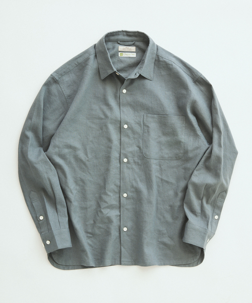 JOURNAL STANDARD relume（ジャーナルスタンダード　レリューム）の「European Flax / ヨーロピアンフラックス リネン/レーヨン シャツ（シャツ/ブラウス・メンズ・アーミー/ブラウン/ネイビー/ホワイト系その他・LARGE/MEDIUM）」の4枚目の写真