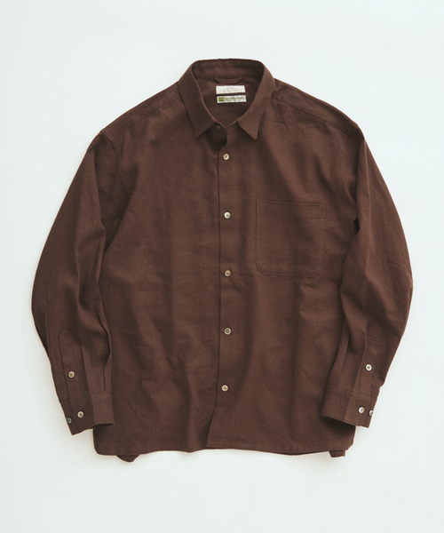 JOURNAL STANDARD relume（ジャーナルスタンダード　レリューム）の「European Flax / ヨーロピアンフラックス リネン/レーヨン シャツ（シャツ/ブラウス・メンズ・アーミー/ブラウン/ネイビー/ホワイト系その他・LARGE/MEDIUM）」の3枚目の写真