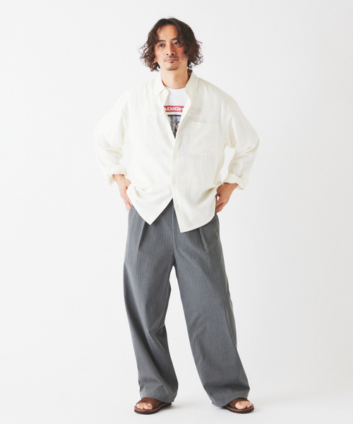 JOURNAL STANDARD relume（ジャーナルスタンダード　レリューム）の「European Flax / ヨーロピアンフラックス リネン/レーヨン シャツ（シャツ/ブラウス・メンズ・アーミー/ブラウン/ネイビー/ホワイト系その他・LARGE/MEDIUM）」の12枚目の写真
