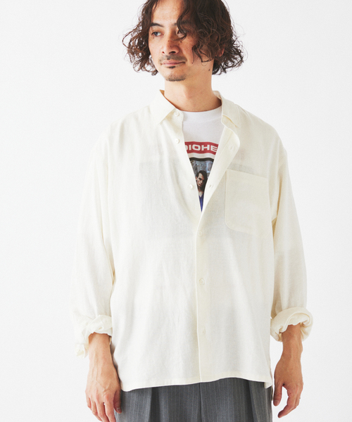 JOURNAL STANDARD relume（ジャーナルスタンダード　レリューム）の「European Flax / ヨーロピアンフラックス リネン/レーヨン シャツ（シャツ/ブラウス・メンズ・アーミー/ブラウン/ネイビー/ホワイト系その他・LARGE/MEDIUM）」の14枚目の写真