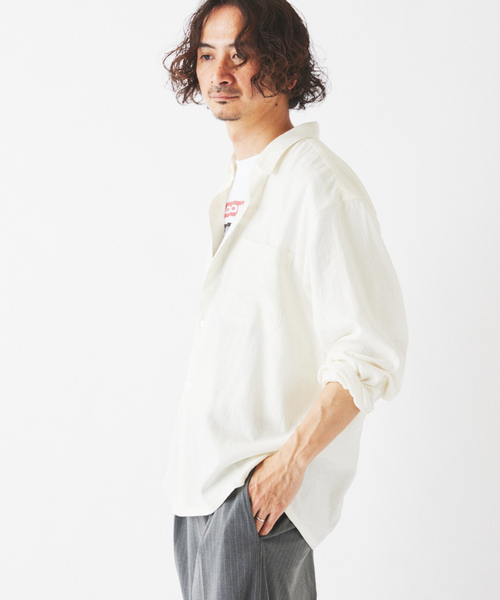 JOURNAL STANDARD relume（ジャーナルスタンダード　レリューム）の「European Flax / ヨーロピアンフラックス リネン/レーヨン シャツ（シャツ/ブラウス・メンズ・アーミー/ブラウン/ネイビー/ホワイト系その他・LARGE/MEDIUM）」の18枚目の写真
