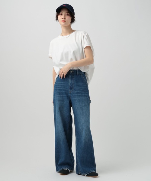 BAYFLOW（ベイフロー）の「[二の腕やヒップもカバー]シルケットドルマン半袖Tシャツ（Tシャツ/カットソー・レディース・カーキ/モカ/オフホワイト/ブラック・FREE）」の6枚目の写真