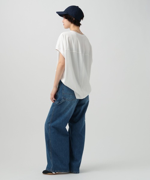 BAYFLOW（ベイフロー）の「[二の腕やヒップもカバー]シルケットドルマン半袖Tシャツ（Tシャツ/カットソー・レディース・カーキ/モカ/オフホワイト/ブラック・FREE）」の7枚目の写真