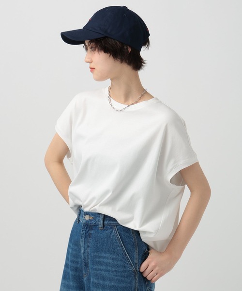 BAYFLOW（ベイフロー）の「[二の腕やヒップもカバー]シルケットドルマン半袖Tシャツ（Tシャツ/カットソー・レディース・カーキ/モカ/オフホワイト/ブラック・FREE）」の20枚目の写真