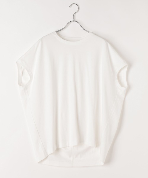 BAYFLOW（ベイフロー）の「[二の腕やヒップもカバー]シルケットドルマン半袖Tシャツ（Tシャツ/カットソー・レディース・カーキ/モカ/オフホワイト/ブラック・FREE）」の10枚目の写真