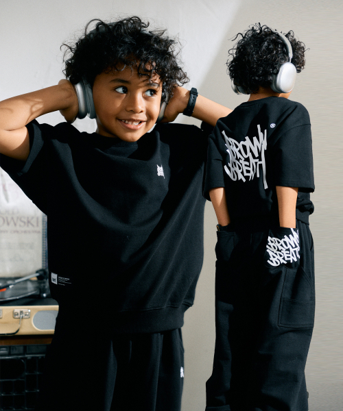 KIDS TAG COTTON MTM SETUP(LONG PANTS) - BLACK（セットアップ 