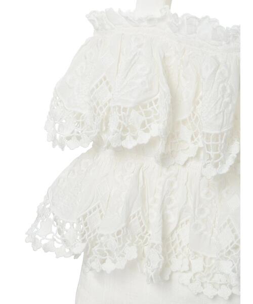 TSUHARU by Samansa Mos2(ツハルバイサマンサモスモス)の「【WHITE COLLECTION】スカラップ刺繍トートバッグ(ハンドバッグ・レディース・ホワイト・F)」の4枚目の写真