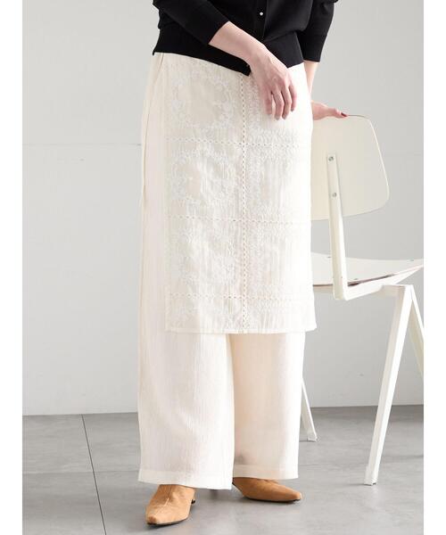 チーフ刺繍ラップスカート付きパンツ