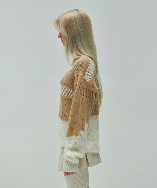 DIAGONAL(ダイアゴナル)の「LOOSE COLOR MIX KNIT (beige)(ニット/セーター・レディース・その他・FREE)」の3枚目の写真