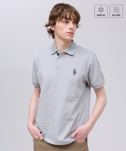 J.PRESS(ジェイプレス)の「1枚で品よく決まる【BULLDOG BOY / 8色展開】カノコレジメン ポロシャツ(Tシャツ/カットソー・メンズ・ブラック系/ローズ系/黄土色系/ライトグレー系/サックスブルー系/ホワイト系/ネイビー系/ライトグリーン系・SMALL/MEDIUM/LARGE/X-LARGE)」の3枚目の写真