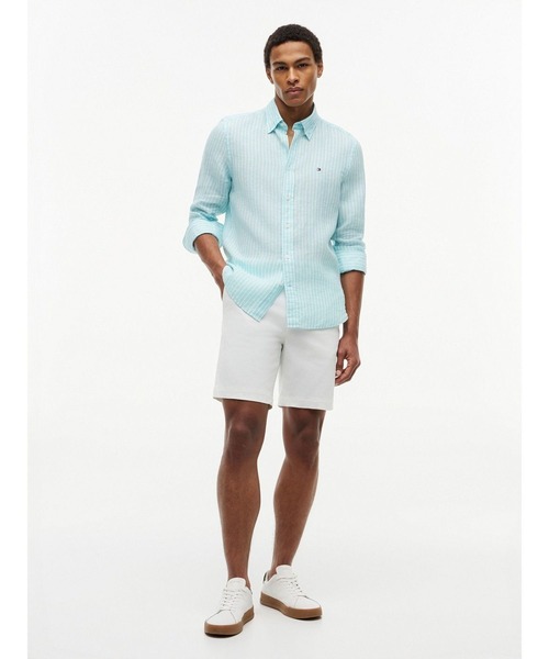 TOMMY HILFIGER(トミーヒルフィガー)の「ストライプ柄リネンボタンダウンシャツ(シャツ/ブラウス・メンズ・グレー/ブラウン/マルチ/その他1・SMALL/MEDIUM/LARGE/X-LARGE)」の11枚目の写真