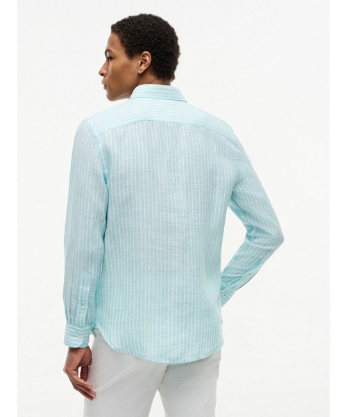 TOMMY HILFIGER(トミーヒルフィガー)の「ストライプ柄リネンボタンダウンシャツ(シャツ/ブラウス・メンズ・グレー/ブラウン/マルチ/その他1・SMALL/MEDIUM/LARGE/X-LARGE)」の12枚目の写真