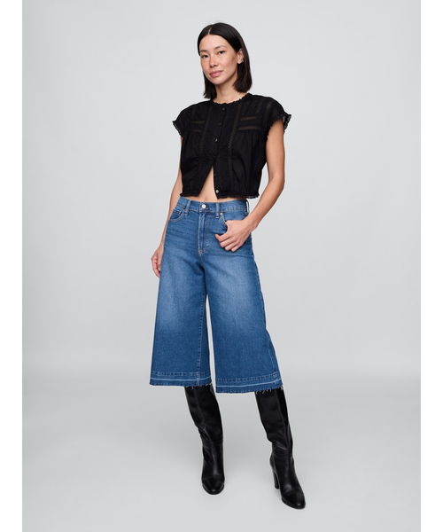 GAP(ギャップ)の「ハイライズ キュロットデニム(デニムパンツ・レディース・インディゴブルー・23/24/25/27/29/30/26/28)」の2枚目の写真