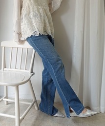 CORNERS | デニムスリムストレートスリットパンツ(デニムパンツ)