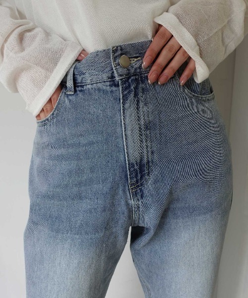 CORNERS（コーナーズ）の「デニムスリムストレートスリットパンツ（デニムパンツ・レディース・ライトブルー/ブラック/ブルー・L/M）」の14枚目の写真