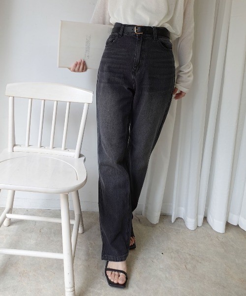 CORNERS（コーナーズ）の「デニムスリムストレートスリットパンツ（デニムパンツ・レディース・ライトブルー/ブラック/ブルー・L/M）」の20枚目の写真