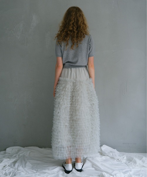HONEY MI HONEY（ハニーミーハニー）の「lace frill knit polo（ポロシャツ・レディース・ブラック/ホワイト/ピンク/グレー・FREE）」の12枚目の写真