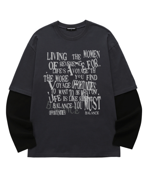 VANNWORKS（バンワークス）の「レイヤードBALANCEロングスリーブ(VVLL0227)チャコール/ブラック（Tシャツ/カットソー・メンズ・その他・SMALL/MEDIUM/LARGE/X-LARGE）」の3枚目の写真
