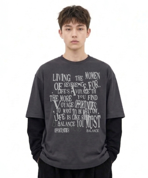 VANNWORKS（バンワークス）の「レイヤードBALANCEロングスリーブ(VVLL0227)チャコール/ブラック（Tシャツ/カットソー・メンズ・その他・SMALL/MEDIUM/LARGE/X-LARGE）」の4枚目の写真