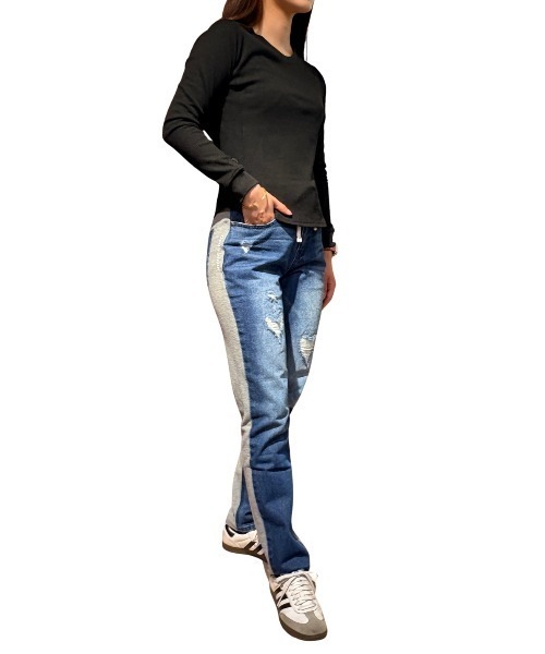COOK JEANS(クックジーンズ)の「ワッフルクルーロンT(Tシャツ/カットソー・レディース・グレー/ブラック/ホワイト・FREE)」の17枚目の写真